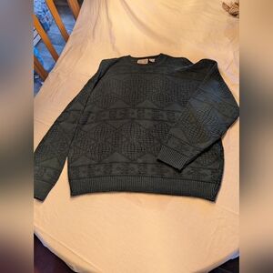 2/30$ Vintage Forest Green Patterned Crew Neck Sweater